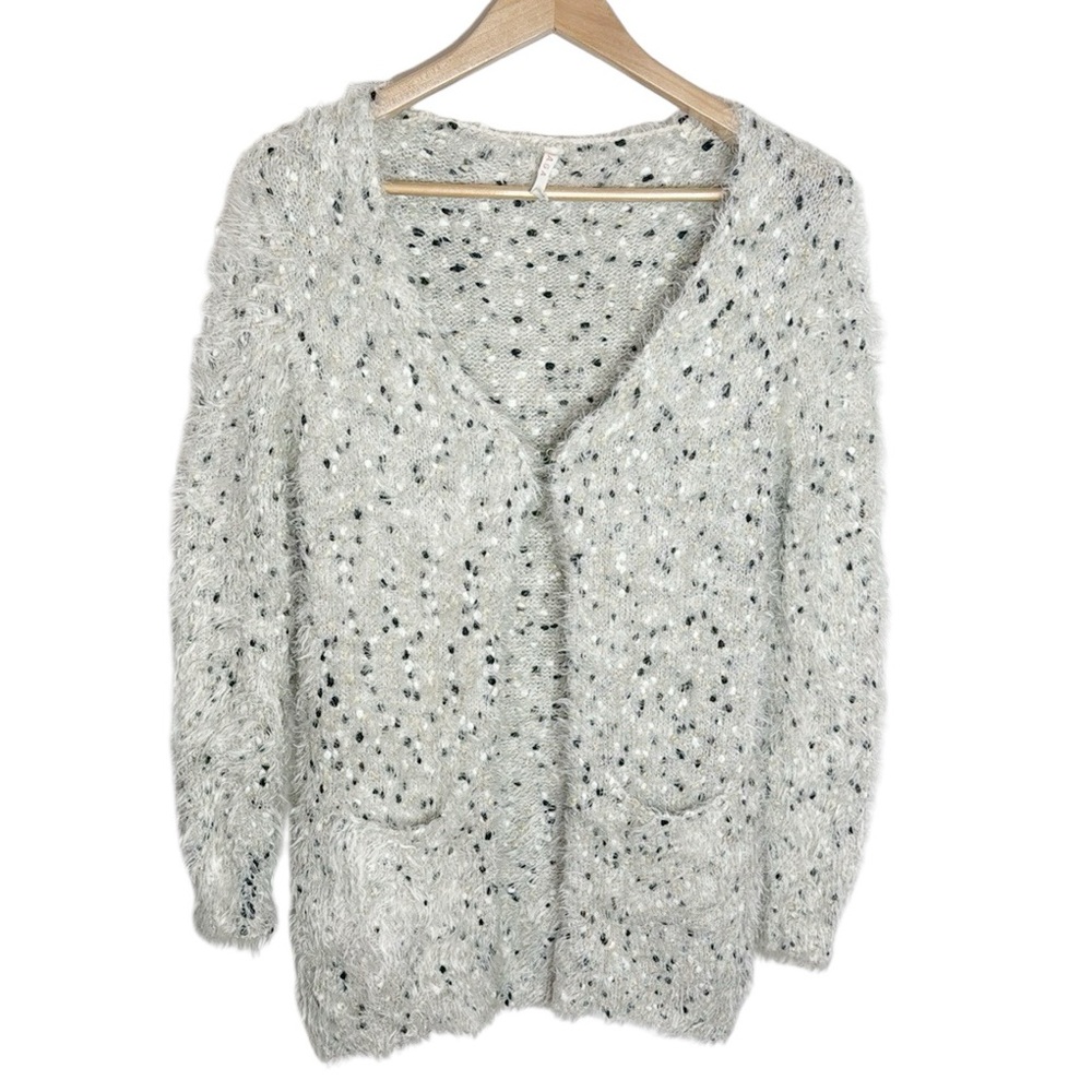 RAGA Longline Speckled Fuzzy metallic accent thread Cardigan Size M